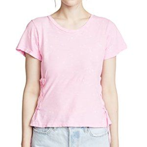 LNA Womens Landis Lace-Up Sides T-Shirt Pink